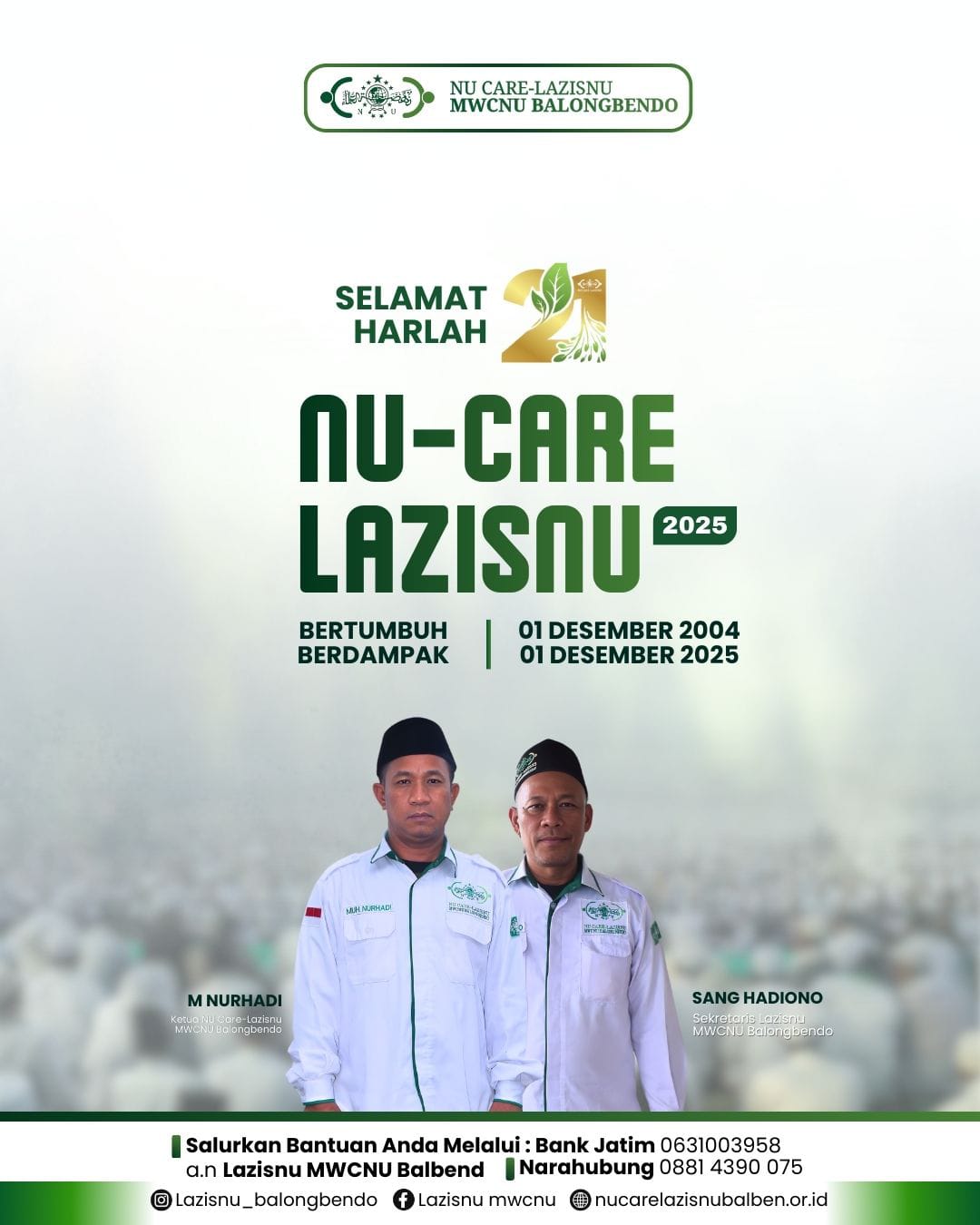 Semarak HARLAH NU CARE-LAZISNU, Balongbendo Teguhkan Kepedulian Melalui Santunan Pendidikan untuk Anak Yatim